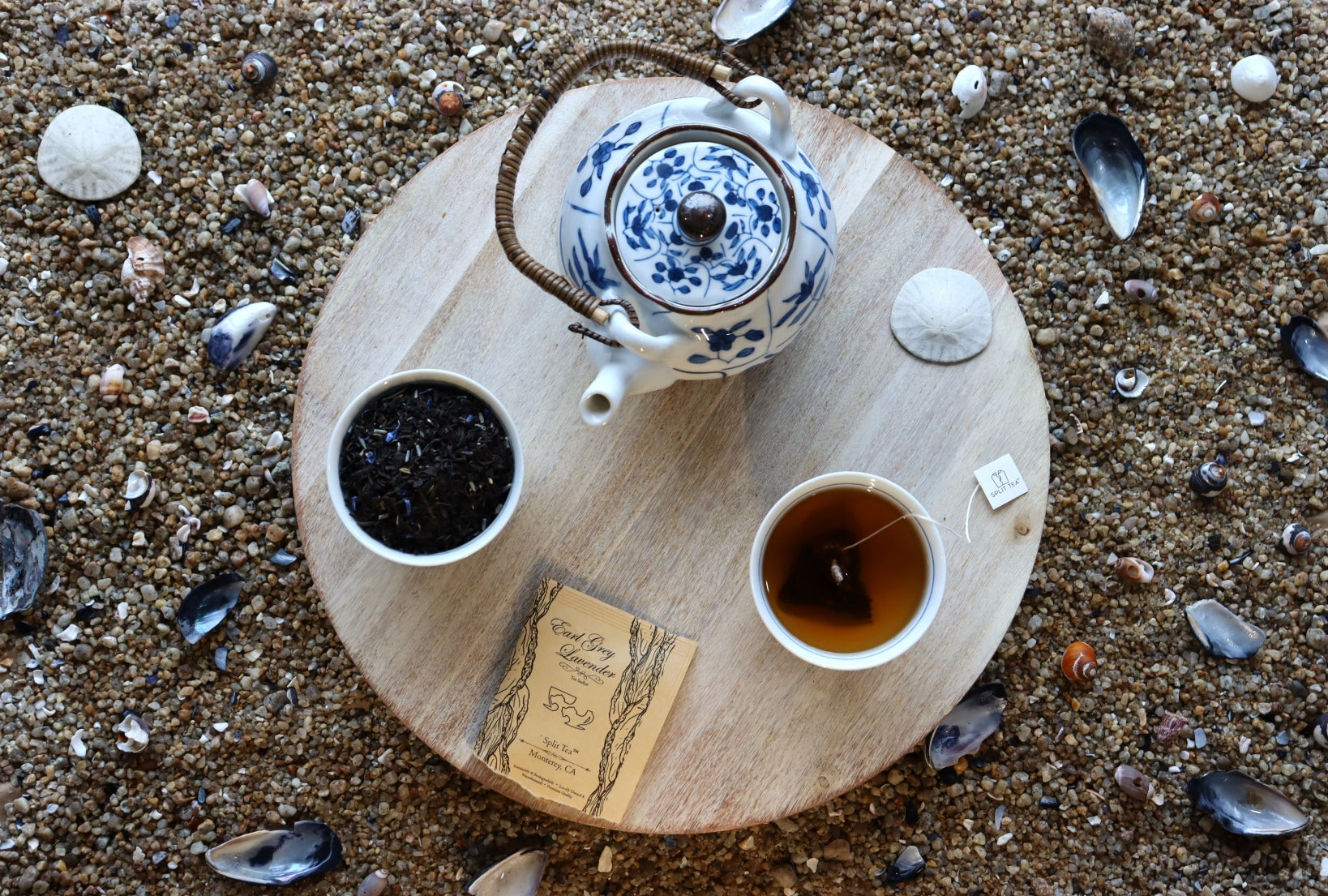 earl grey lavender Kraft bag pyramid tea bag Monterey California tea bags eco friendly loose leaf split tea tea at the beach restaurants boutique hotels spas brunch breakfast cafes