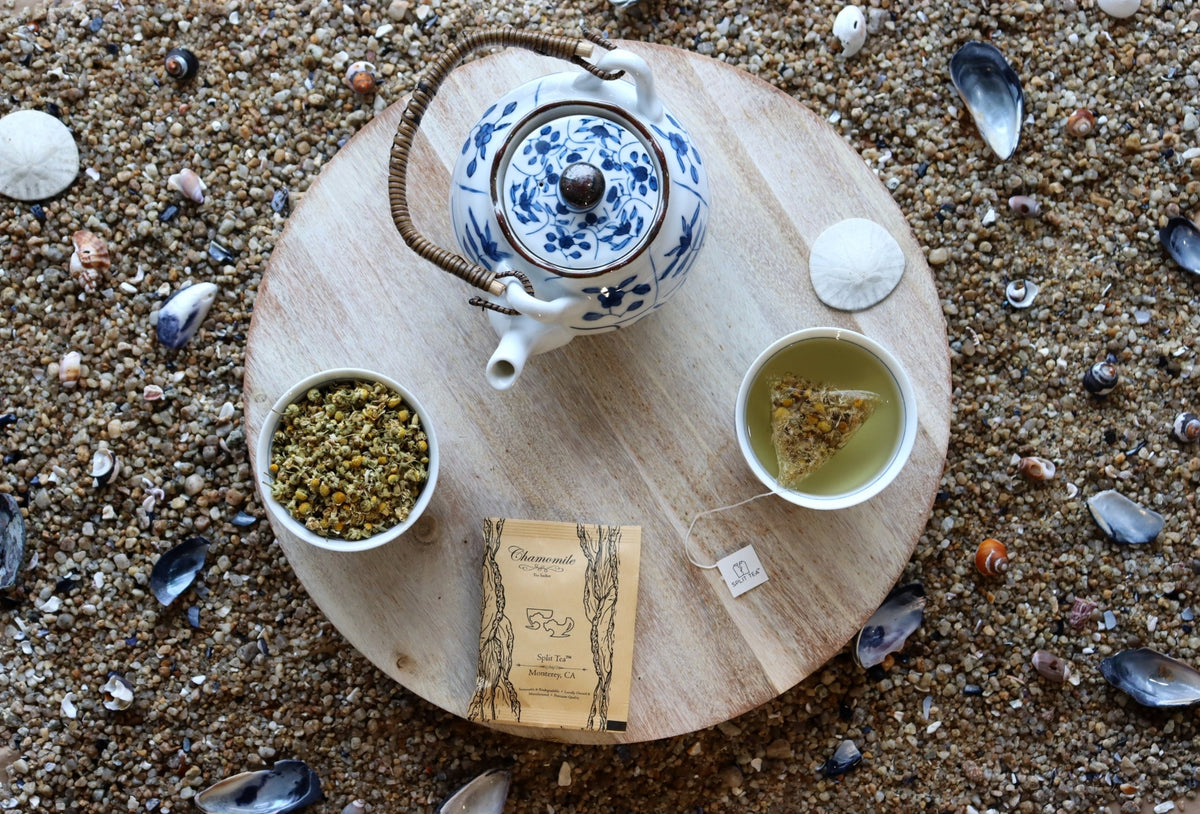 Kraft bag pyramid tea bag Monterey California tea bags eco friendly loose leaf split tea tea at the beach restaurants boutique hotels spas brunch breakfast cafes