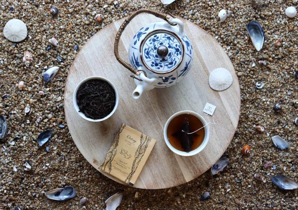 Kraft bag pyramid tea bag Monterey California tea bags eco friendly loose leaf split tea tea at the beach restaurants boutique hotels spas brunch breakfast cafes