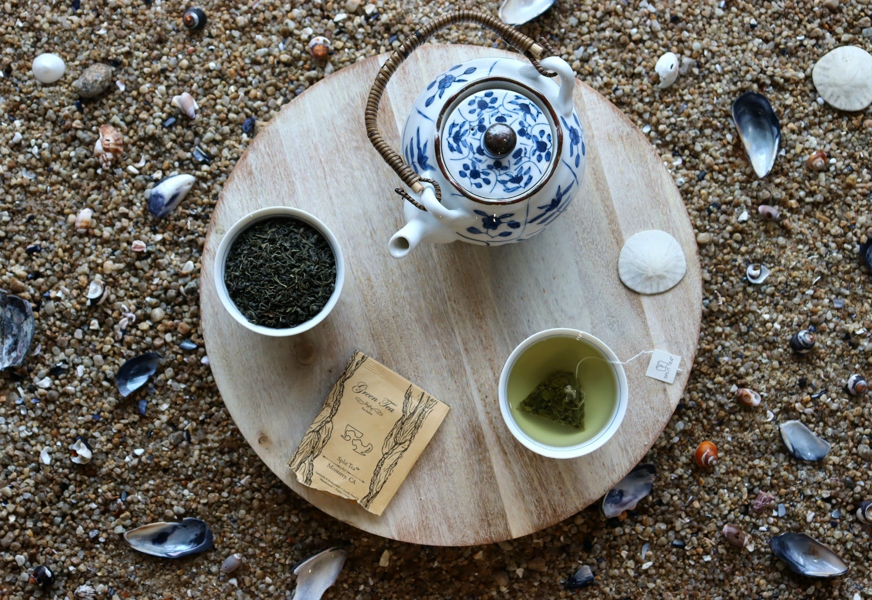 Kraft bag pyramid tea bag Monterey California tea bags eco friendly loose leaf split tea tea at the beach restaurants boutique hotels spas brunch breakfast cafes